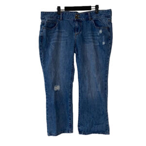Women's C. Pink Factory Distressed Capri Cropped Jeans, Size 20, Blue